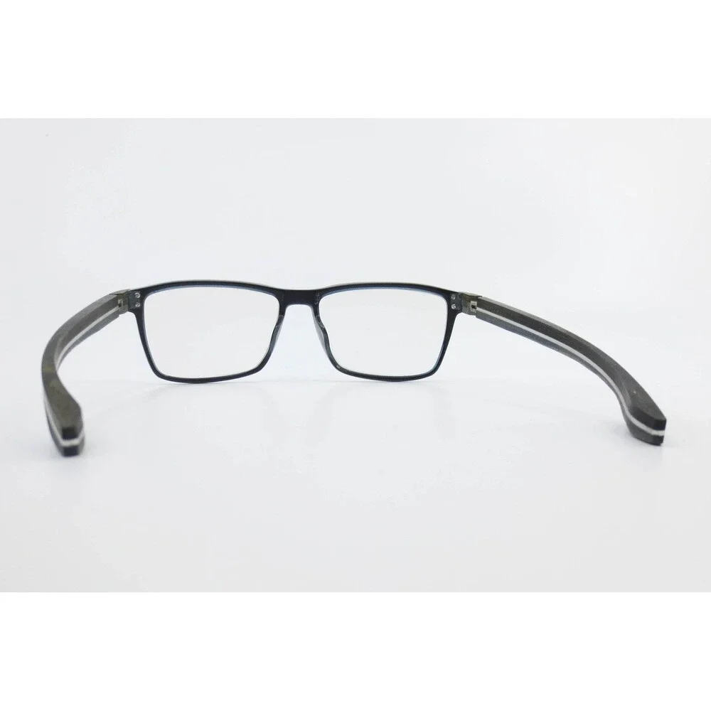 OGA 7890 Eyeglasses Blue Grey Wood Carbon Fiber Rectangular Frames 56-15